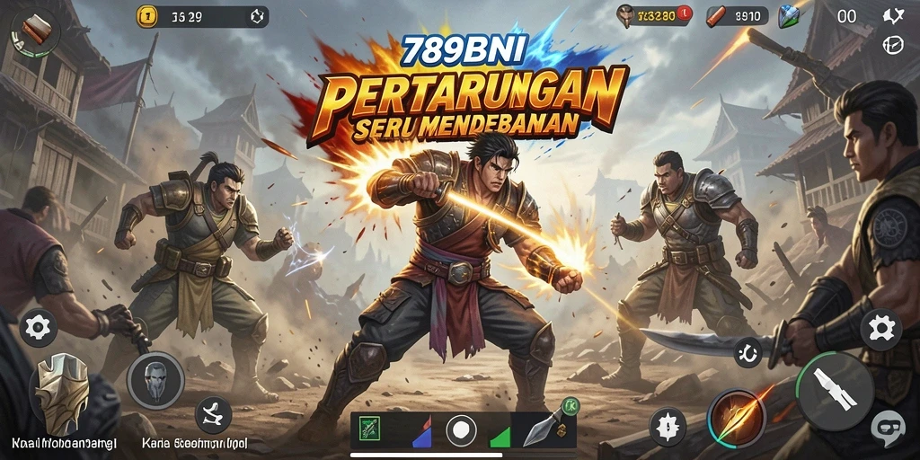 Tampilan gameplay 789BNI dengan pertarungan seru antar karakter.