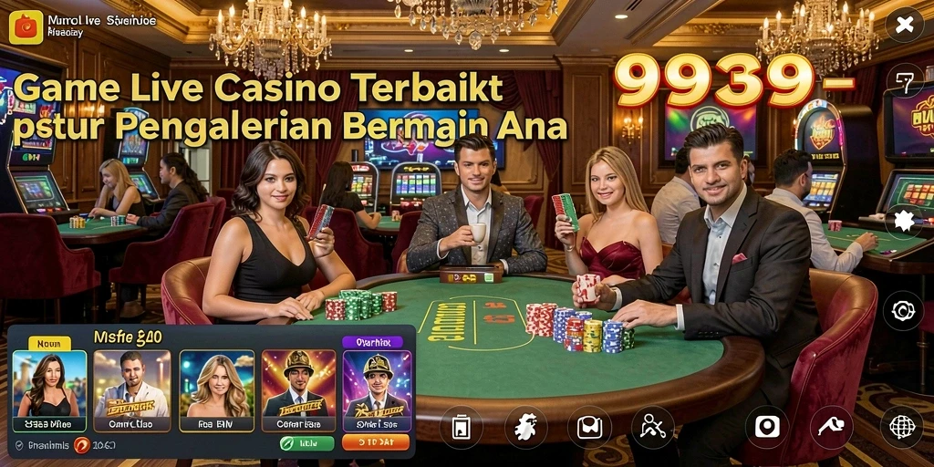 Screenshot gameplay Live Casino 9939 yang menampilkan dealer dan interaksi permainan.