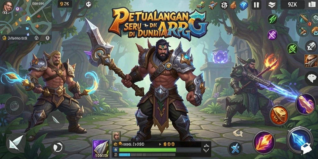 Tampilan menarik dari pertempuran intens dalam game ARPG.