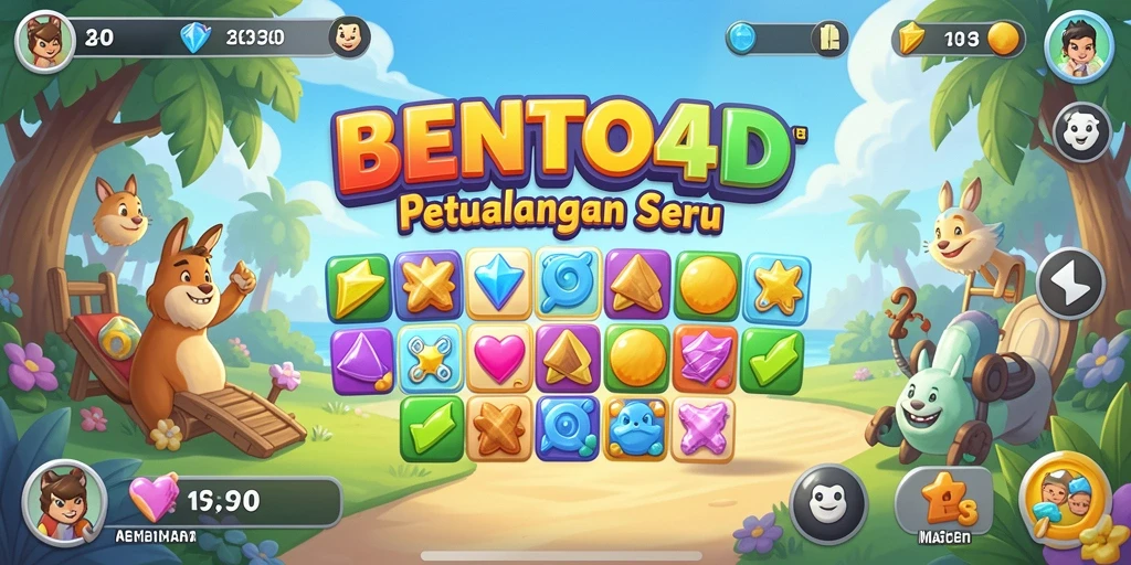 Tangkapan layar BENTO4D menampilkan gameplay seru di level Match-3.