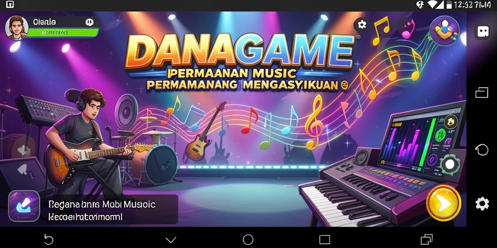 Tampilan dinamis DANAGAME saat bermain musik yang menantang.