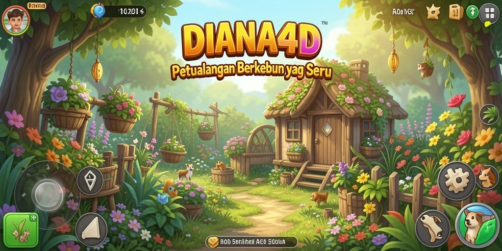Screenshot menampilkan pemain yang sedang mengelola kebun dalam DIANA4D.