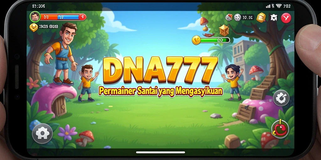 Tampilan screenshot utama DNA777 menampilkan gameplay santai yang seru.