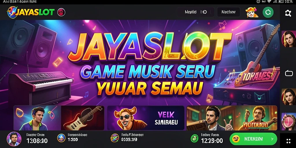 Screenshot utama JAYASLOT menampilkan gameplay seru dengan musik.