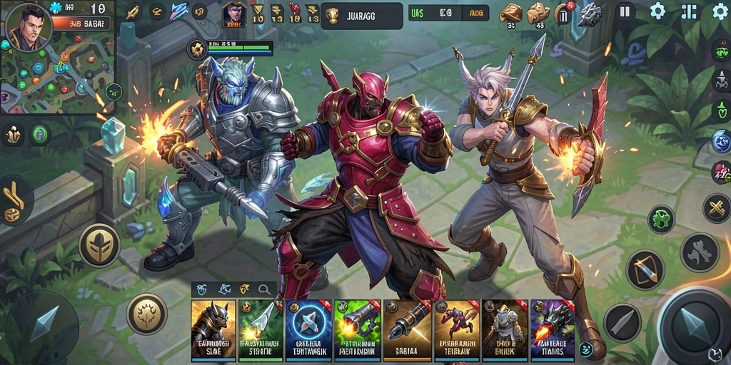 Tampilan gameplay JUARAGO yang seru dengan pertempuran strategis.