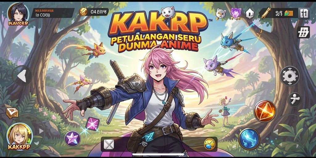 Tampilan gameplay KAKRP yang penuh aksi dan karakter anime.