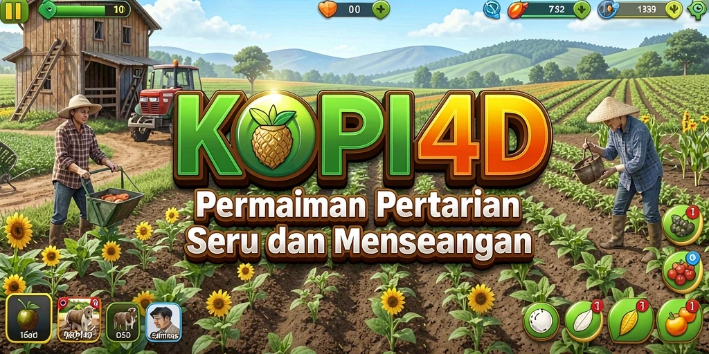 Screenshot KOPI4D menampilkan aktivitas bertani yang seru dan penuh warna.