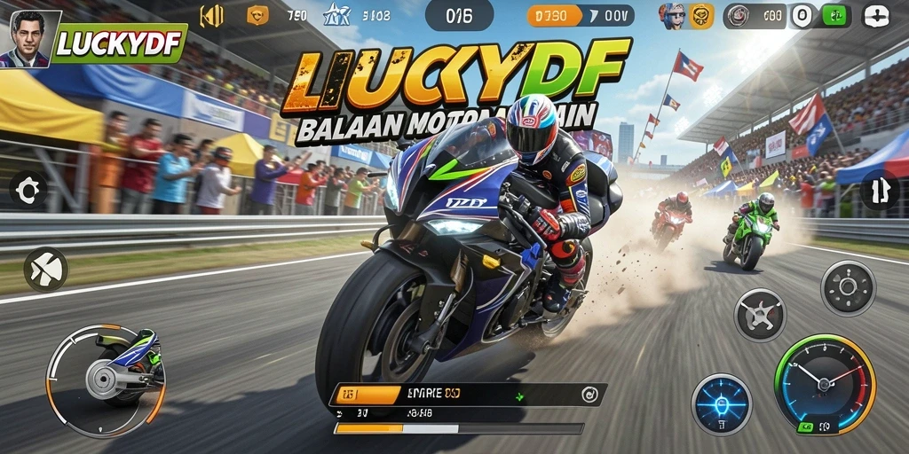 Tampilan menarik dari balapan motor di LUCKYDF.