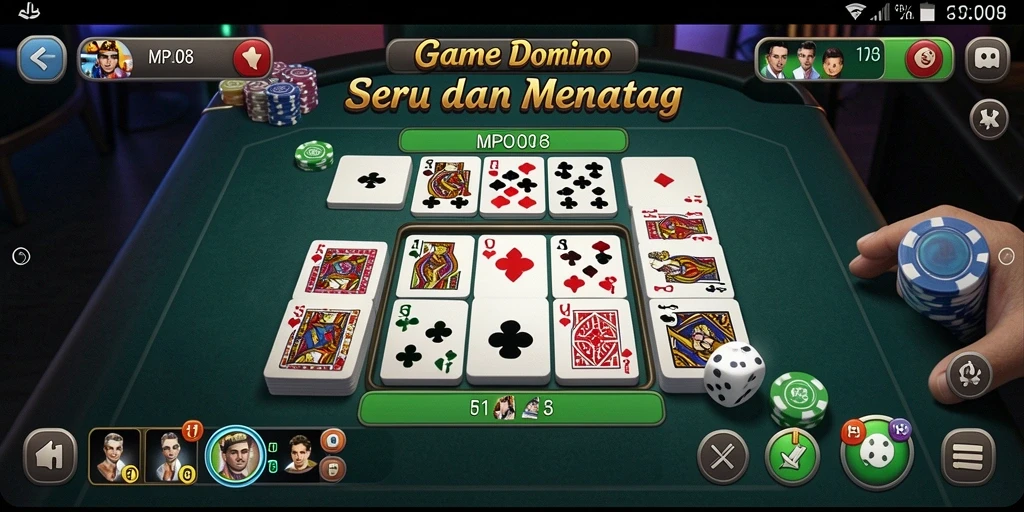 Tampilan gameplay seru di MPO08 dengan kartu <strong>Domino</strong> yang menarik.