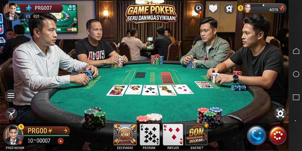 Tampilan gameplay poker yang seru dan menyenangkan di PRG007.