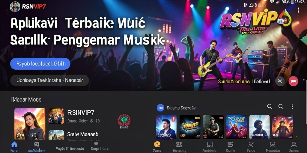 Screenshot utama RSNVIP7 menunjukkan gameplay interaktif dengan lagu-lagu populer.