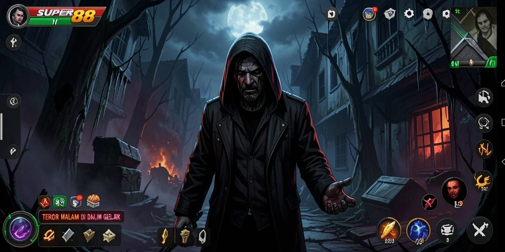 Tampilan menyeramkan dari gameplay <strong>SUPER88</strong> yang menegangkan.