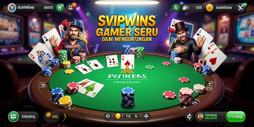 Screenshot gameplay SVIPWINS menampilkan suasana poker yang seru.