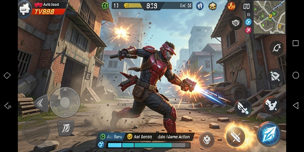 Tampilan aksi mendebarkan dalam gameplay TV888.