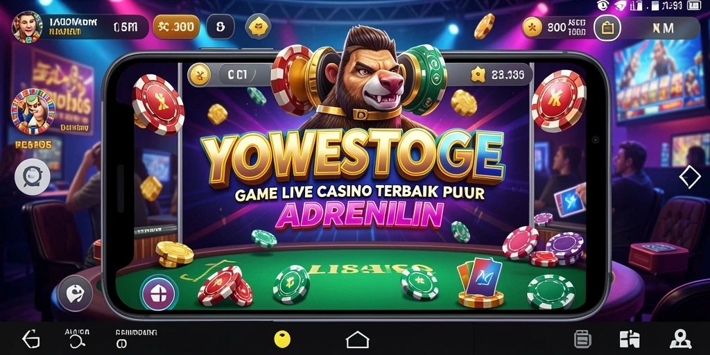 Screenshot main YOWESTOGEL yang menunjukkan dealer dan permainan live casino.