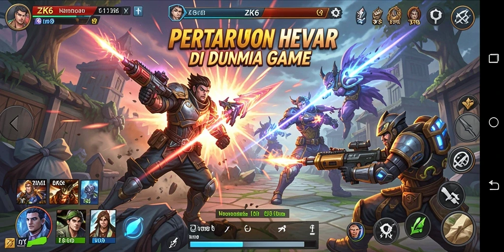 Screenshot utama ZK6 menampilkan pertarungan mendebarkan dengan karakter unik.